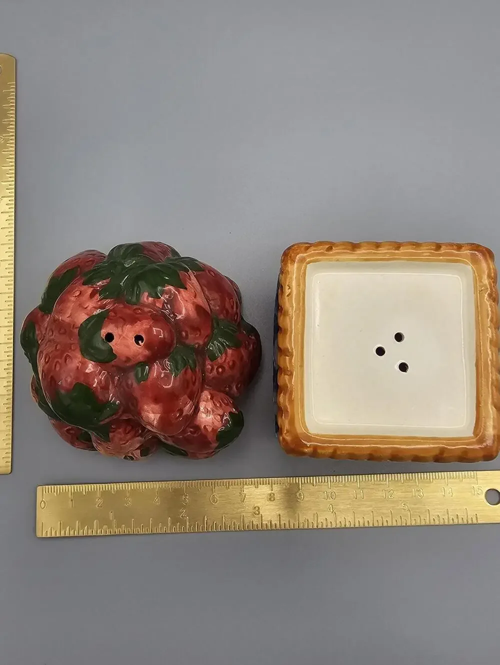 Vintage Ceramic Strawberry Basket salt and pepper shakers